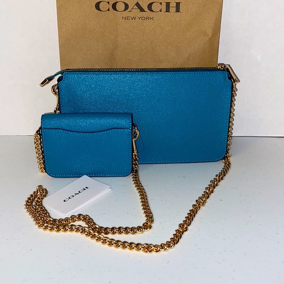 Coach Poppy Crossbody & Coin Purse 2pc Set Teal - Picture 5 of 11